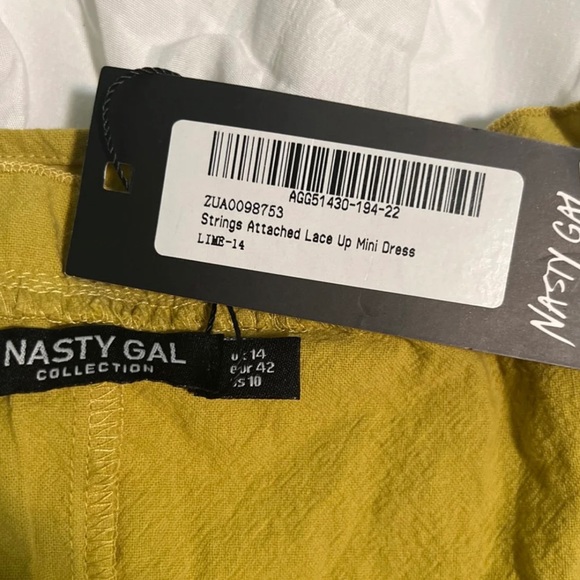 Nasty Gal Lime Yellow Corset Front Mini Dress - NWT (US 10) - Picture 5 of 7